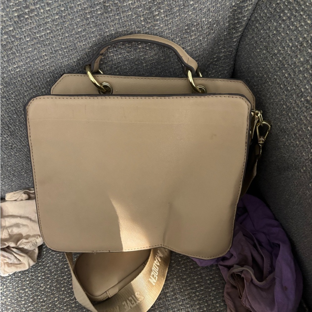 Steve Madden Tan Mini Bag with Structured Design and Short Handle